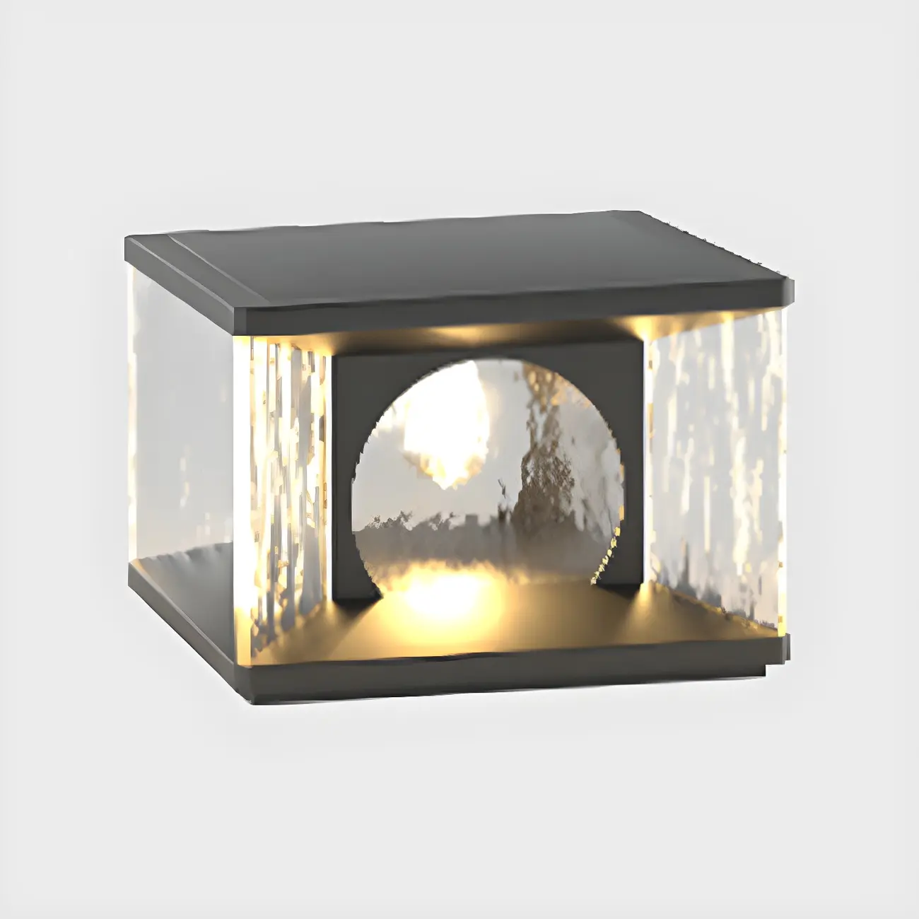 Black Metal Clear Glass Square Wired Post Cap Light