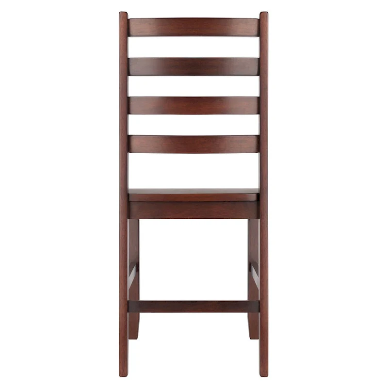 2-Pc Ladder-back Chair Set, Walnut - 16.54 x 18.63 x 34.65 inches