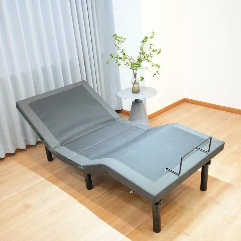 Black Steel Adjustable Bed Frame with Under-Bed Light & USB Port – Modern Style, Twin XL / Queen, Sleeps 1–2