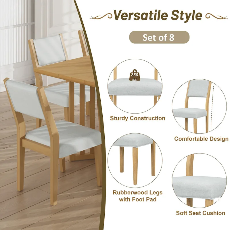 Farmhouse 9-Piece Dining Table with 212 Removable Leaves & 8 Dining Chairs