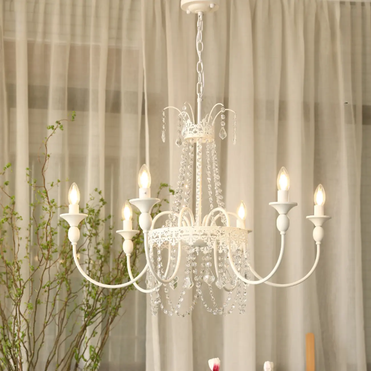 Modern Chalk Candelabra Metal Crystal Chandelier