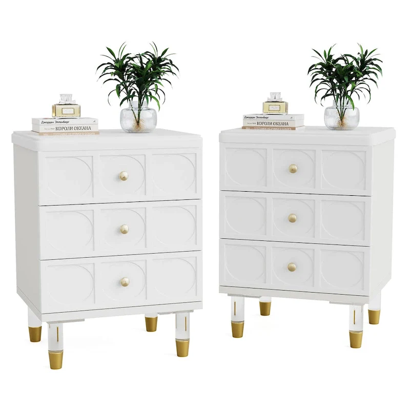 3-Drawer Nightstand with Two-Tone Finish