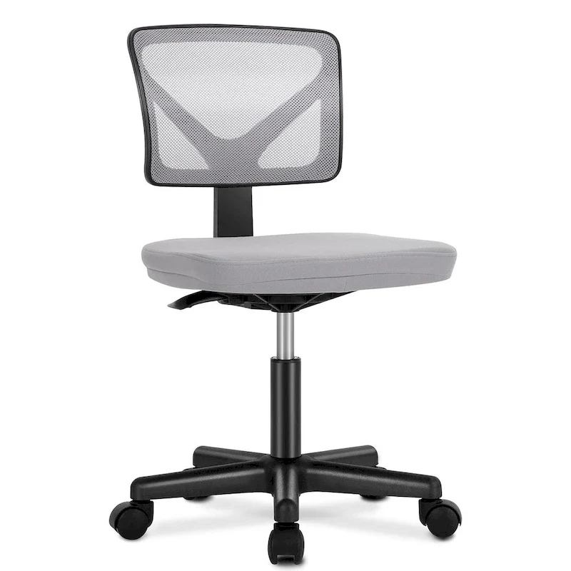 Armless Small Office Desk Chair with Back