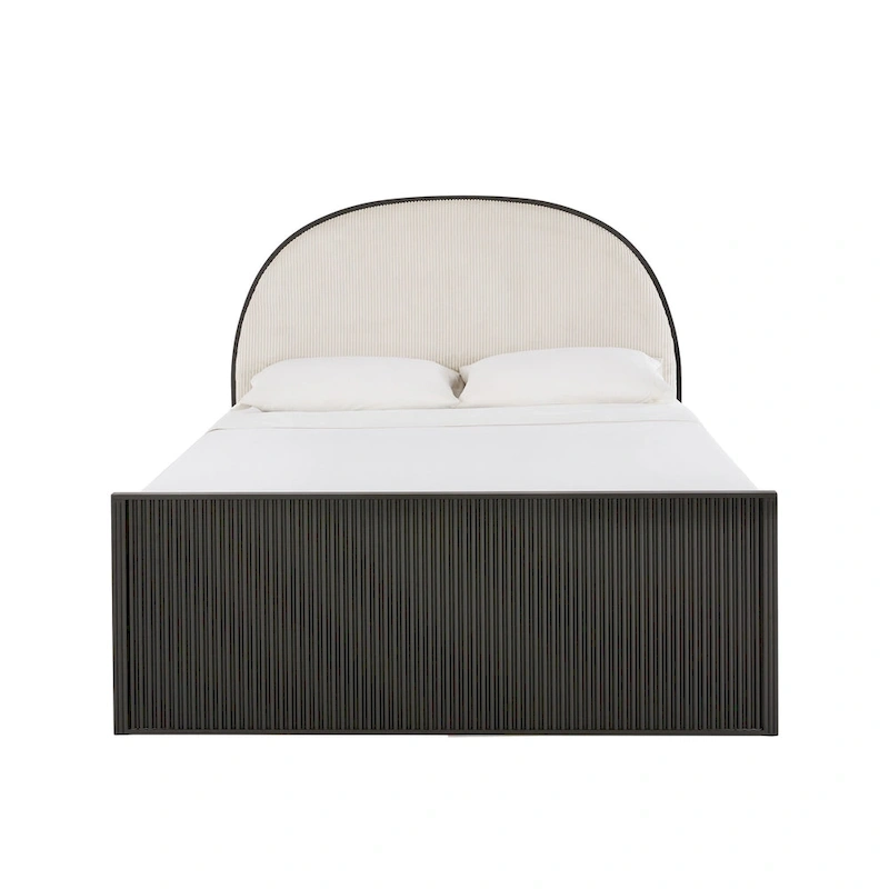 Choteau Black Finish Metal Gray Fabric Queen Bed by iNSPIRE Q Modern