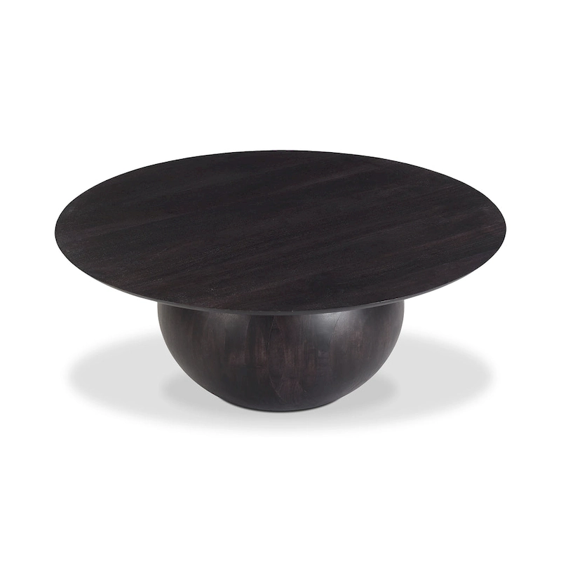 Aurelle Home Modern Solid Acacia Wood Round Base Coffee Table