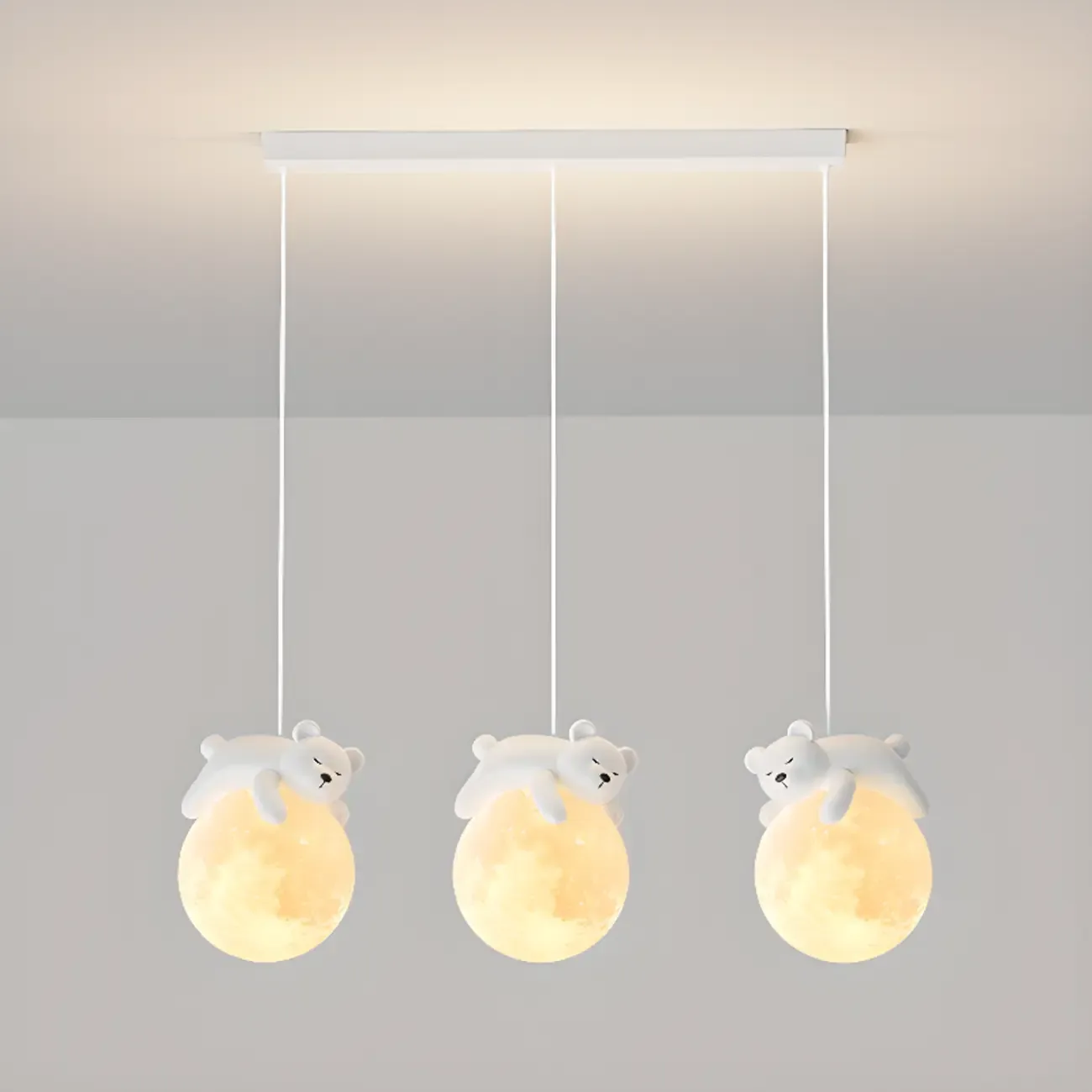 Kids Cute Bear-Moon LED Island Pendant Light