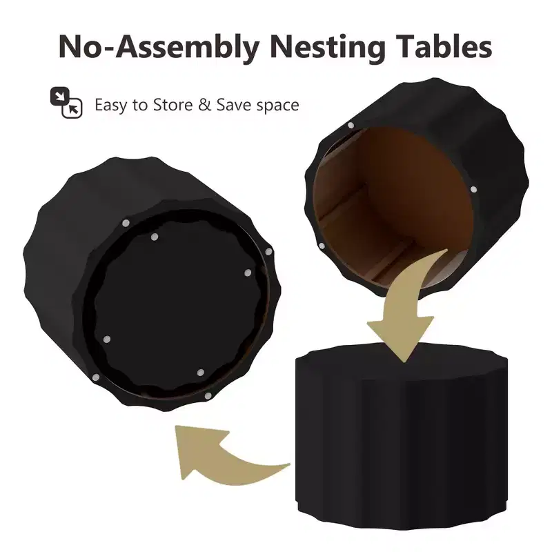 Nesting Coffee Table Set of 2, Modern Coffee Tables, Space-Saving Round Circle Coffee Tables