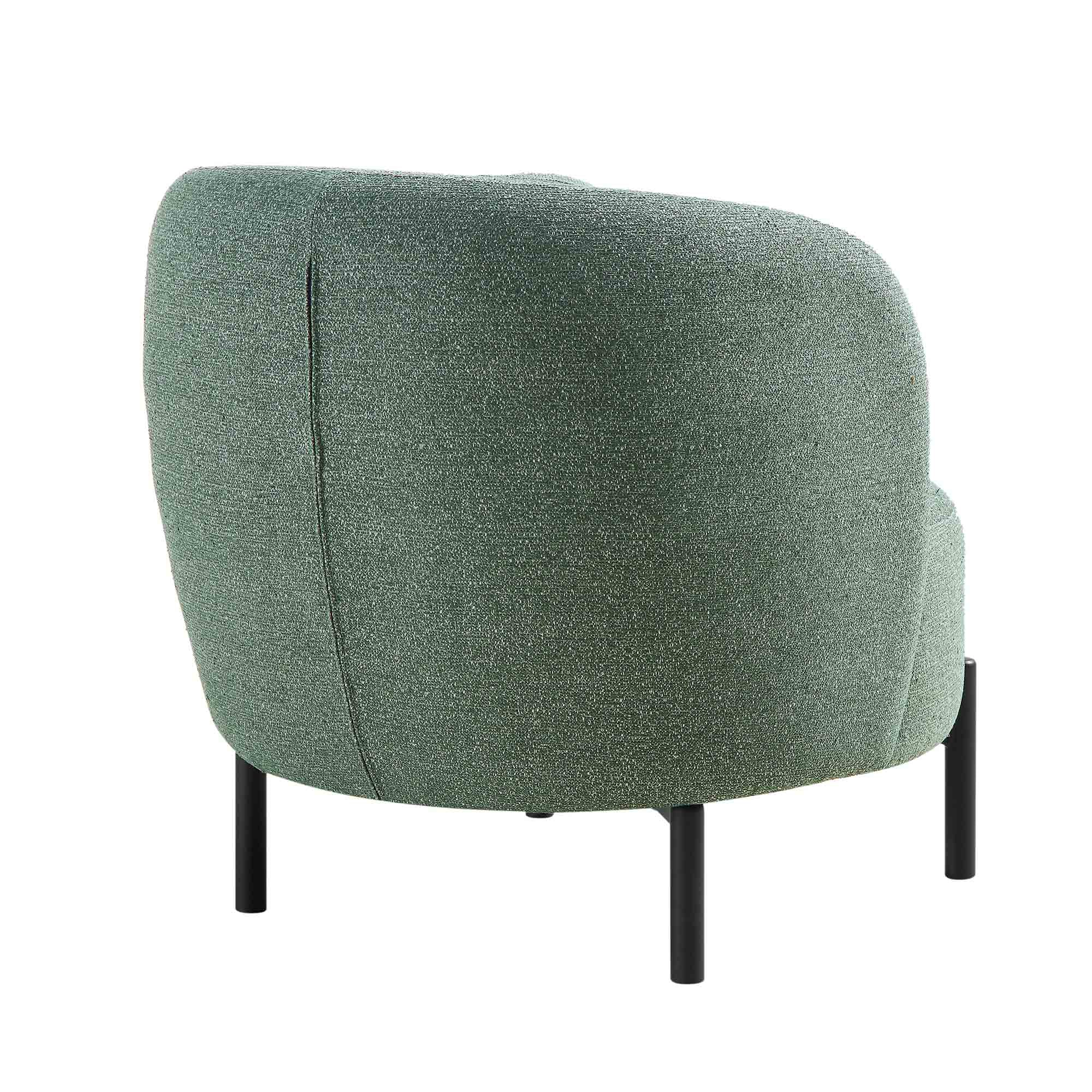 Armchair with Ball Cushion, Spruce Green Textured Fabric