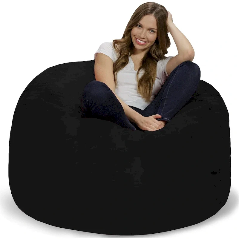 4-Foot Memory Foam Bean Bag Chair with Removable Cover