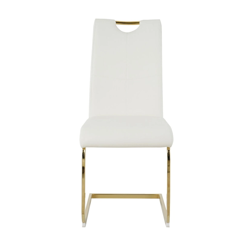 Modern Faux Leather Padded Seat Dining Chairs with gold Metal Legs,Set of 2