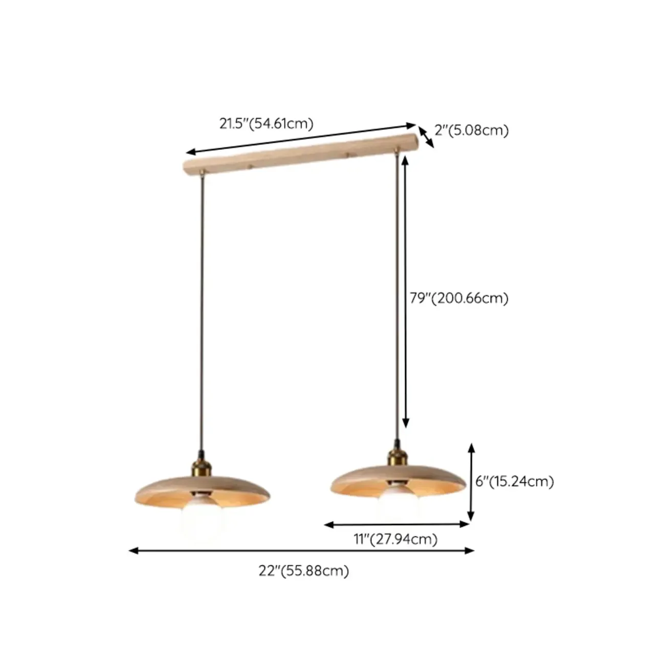 Rustic Wood Round Adjustable Island Light