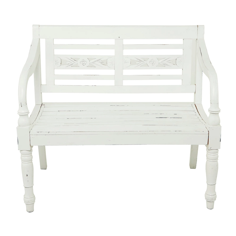 Wood Bench - White - Roche River Decor - 22Wx40Lx36H