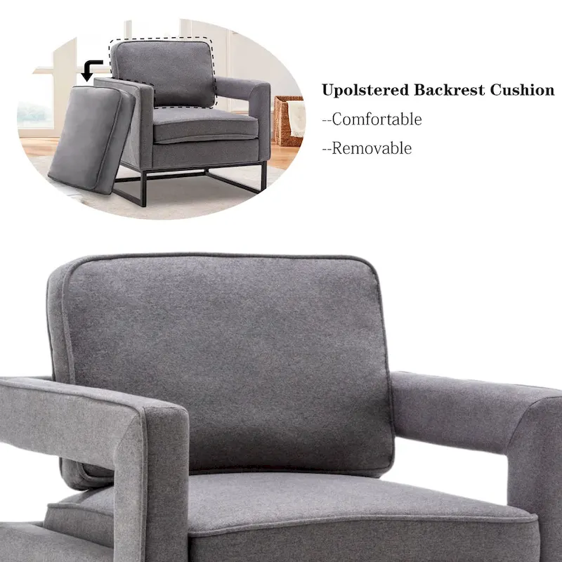 Modern Arm Accent Chair, Mid Century Living Room Chair Upholstered Lounge Chair