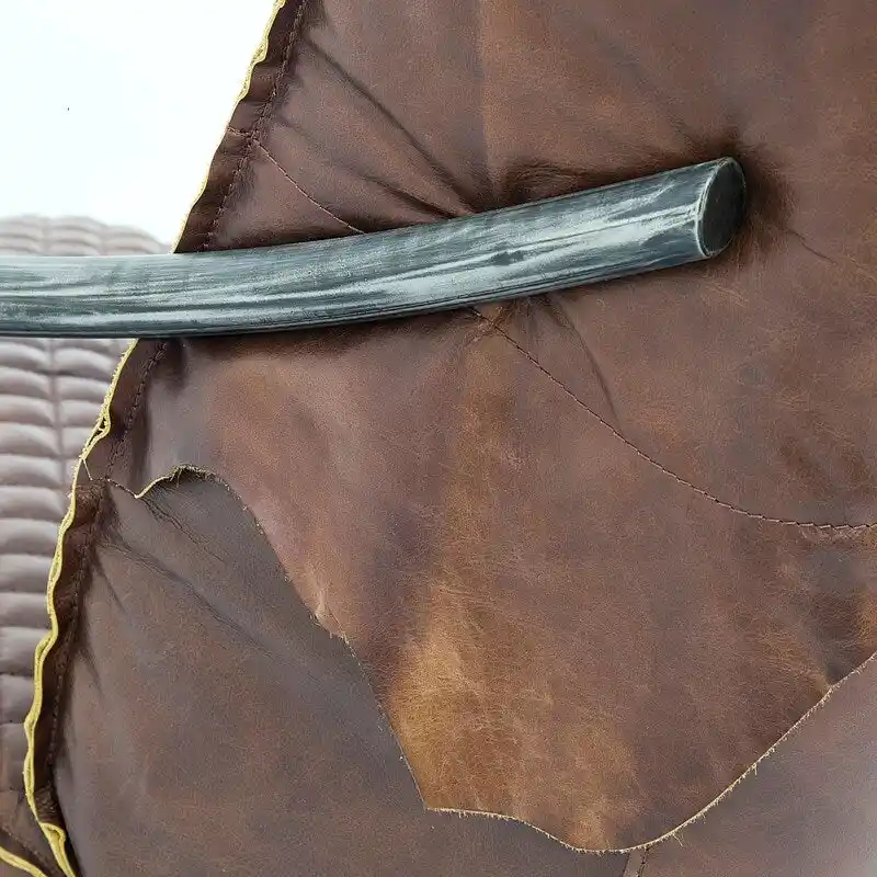 Brown Tufted Leather Accent Chair with Cast Iron Base