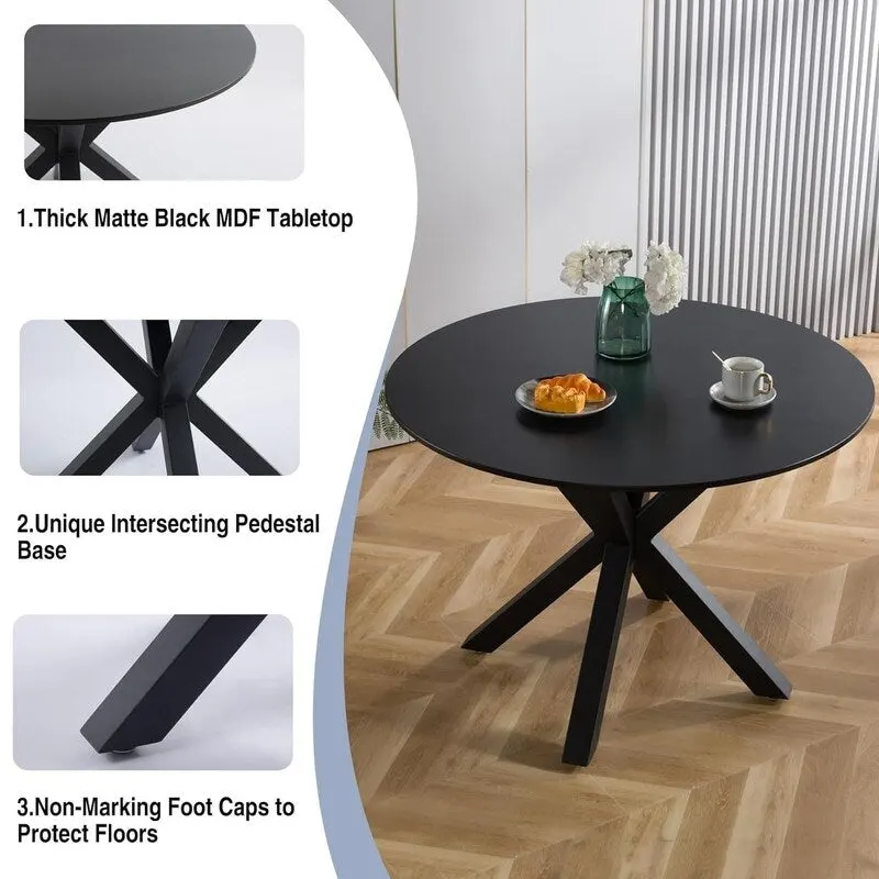 Grondin Mid-Century Modern Round Dininig Table with MDF Top and Pedestal Base, 42.1 End Table Leisure Table