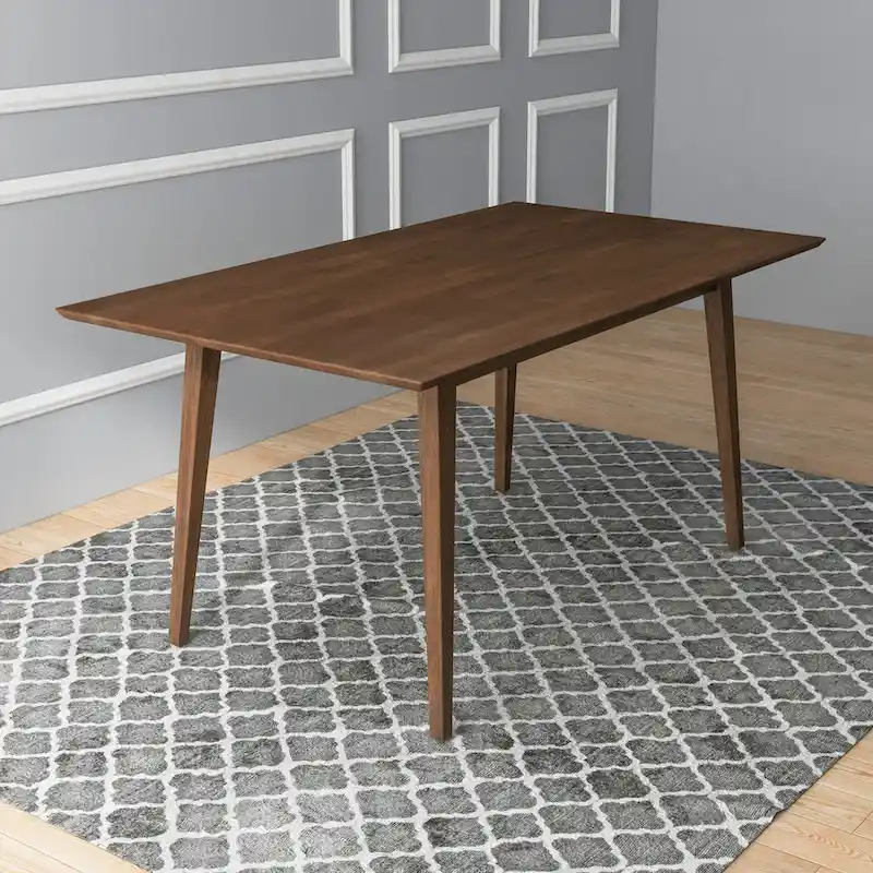 Alda Mid-Century Modern Rectangular Solid Wood Dining Table