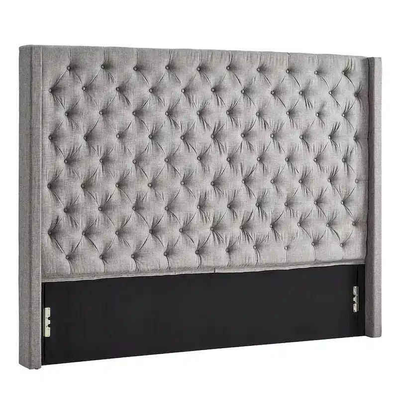 Button-Tufted Wingback Upholstered Headboard – Elegant Bedroom Accent