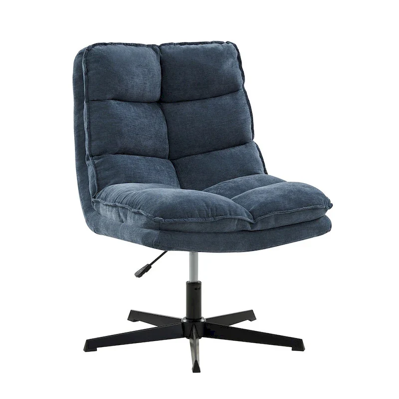 Beige / Mustard / Navy Armless Tufted 360° Swivel Office Chair, Single