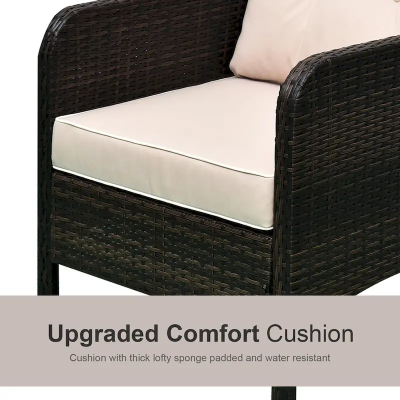 Outsunny 5-piece Wicker Patio Chairs, Ottomans, and Coffee Table Set