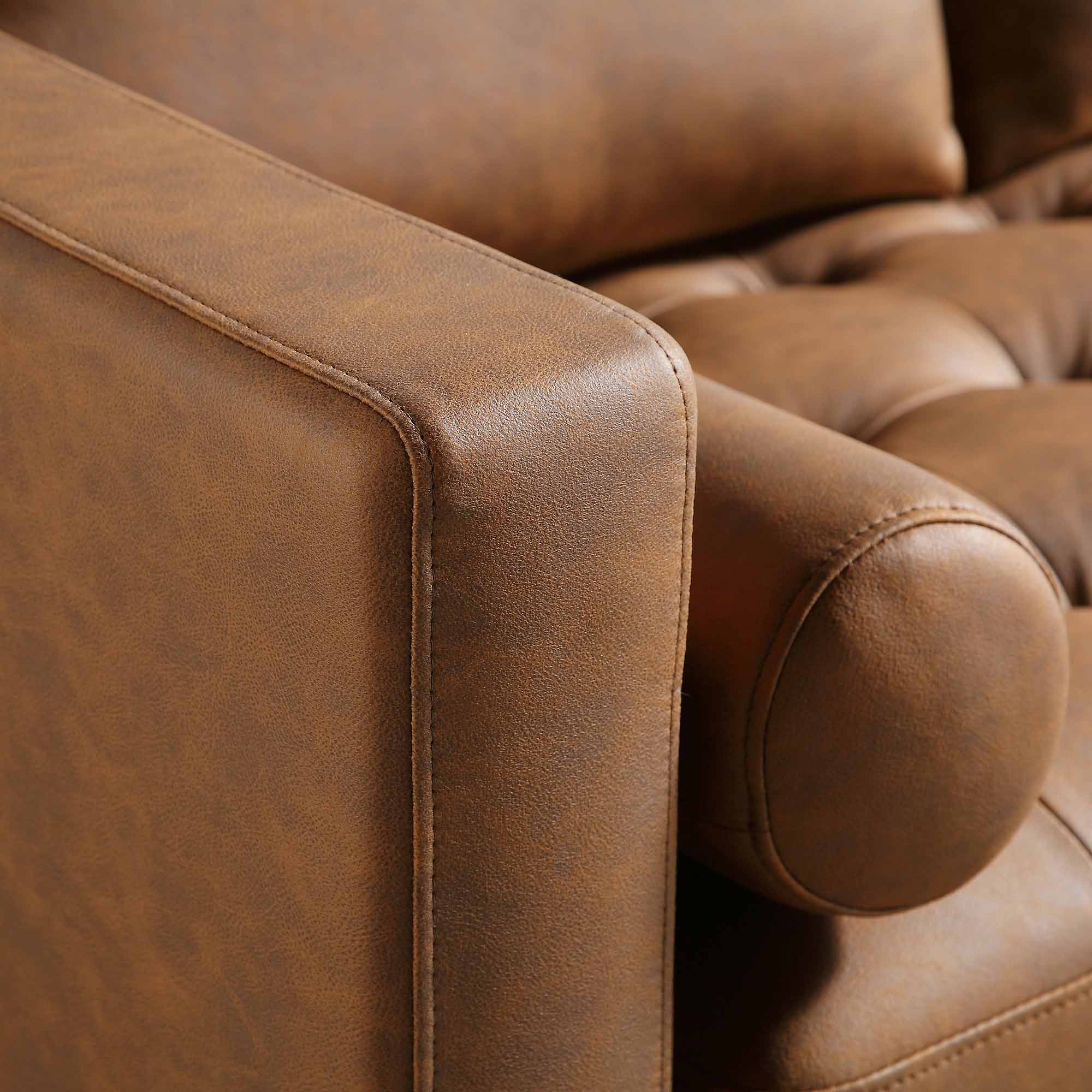 2-Seater Sofa, Tan Faux Suede