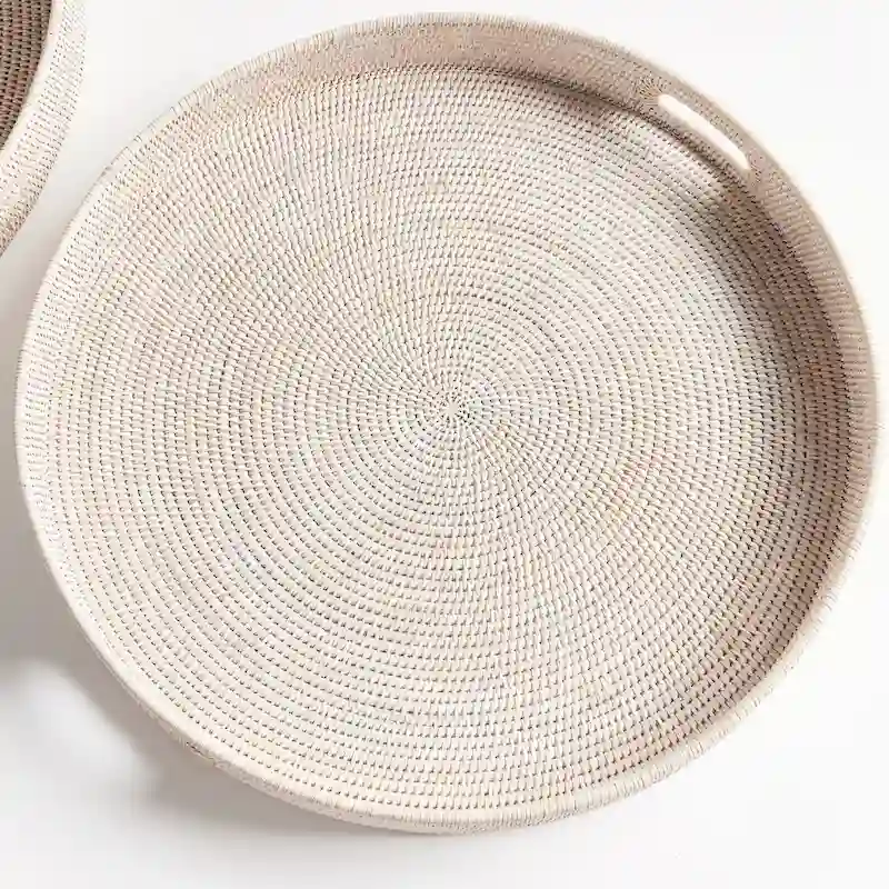 Burma Rattan Round Ottoman Trays