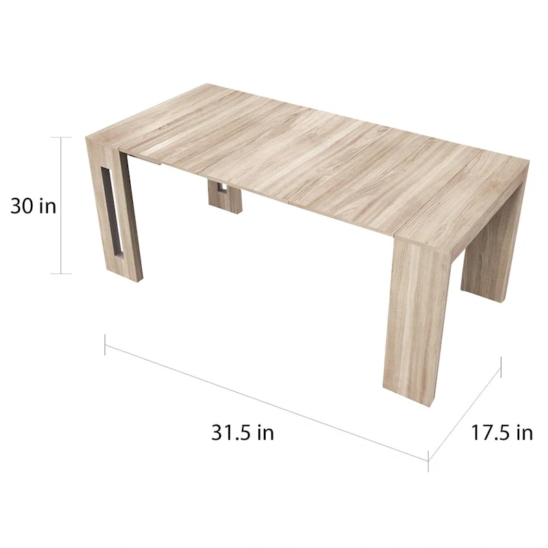 Modern Extendable Console Table Dining Table - 31.5 W x 17.5 D x 30 H ( Ext: 17.5 - 73 W )