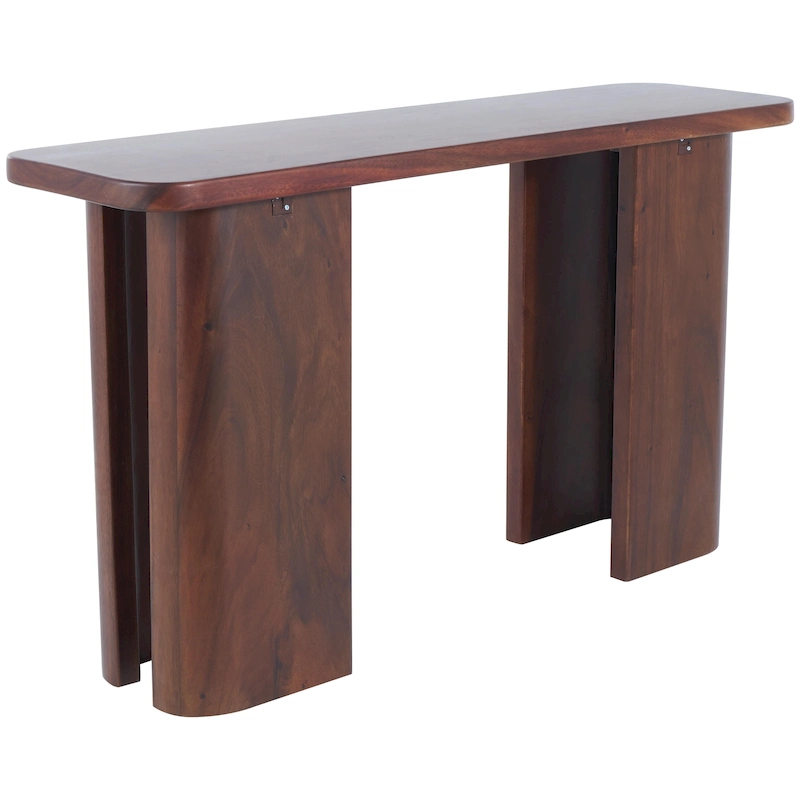 Wood Console Table with Curved Legs Panels - Dark Brown - Roche River Decor
