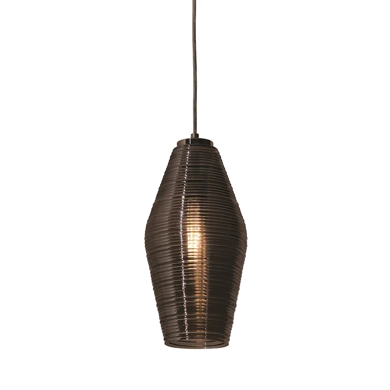 Mila 1-light Satin Nickel Pendant, Smoke Glass Shade