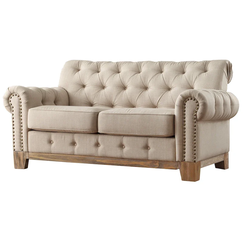 Greenwich Tufted Rolled Arm Nailhead Chesterfield Loveseat by iNSPIRE Q Artisan
