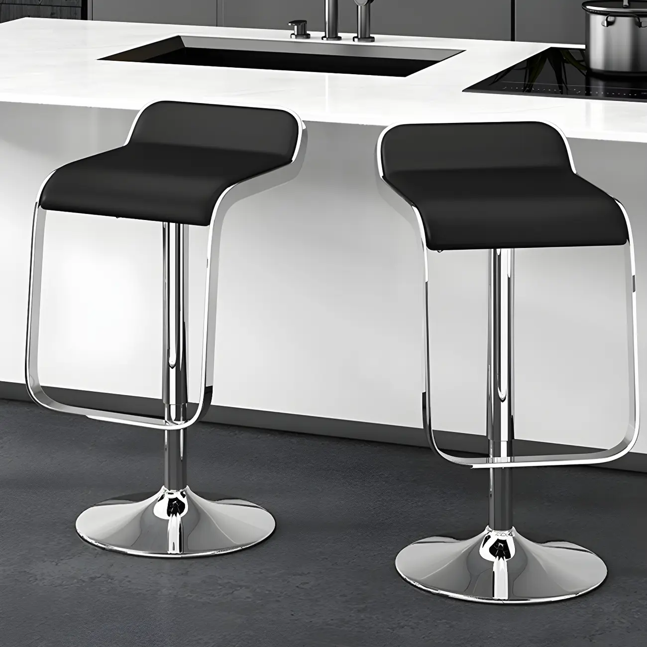 Leather Low Back Metal Adjustable Swivel Bar Stools