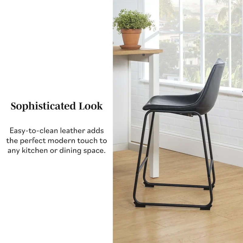 Middlebrook Prusiner 26-inch Faux Leather Counter Stool (Set of 2)