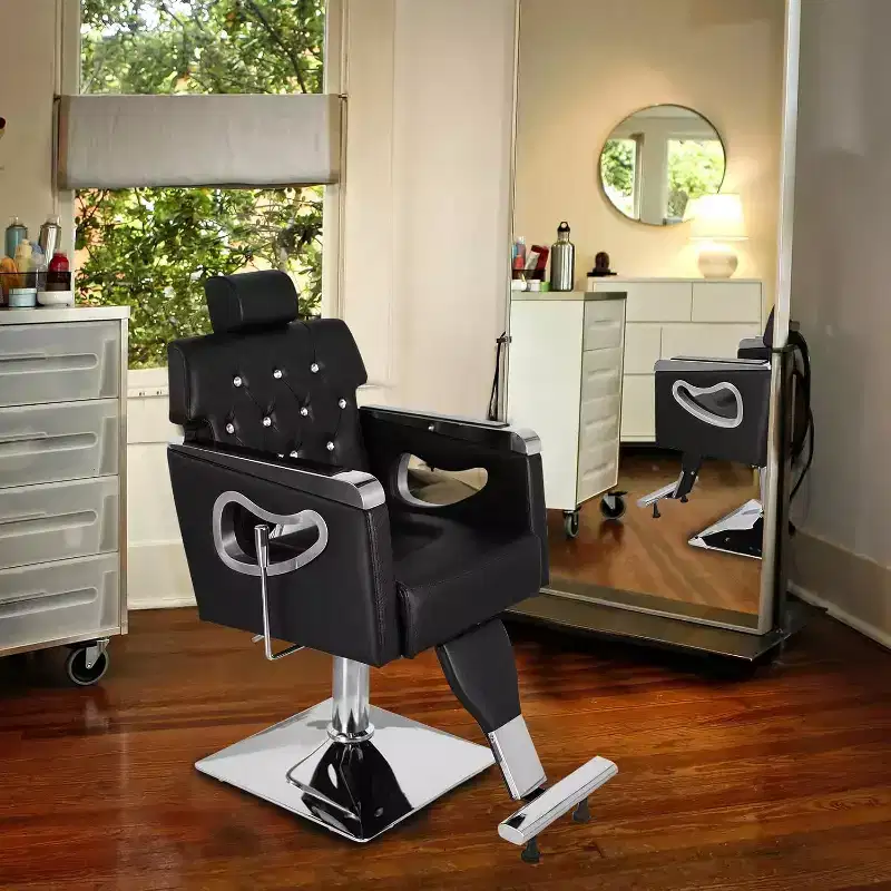 Karl Home Heavy Duty Reclining Barber Chair Salon Chair with Headrest Height Adjustable