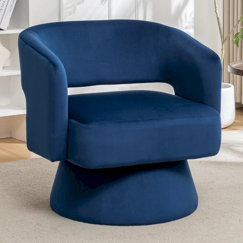 Velvet Swivel Barrel Chair