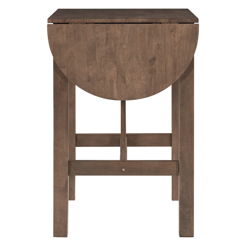 Rustic Style Wooden 3-Piece Dining Table Set with Drop Leaf and 2 Upholstered Dining Chairs