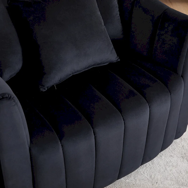 Modern Velvet Swivel Accent Chair,Sofa Chair with Pillows