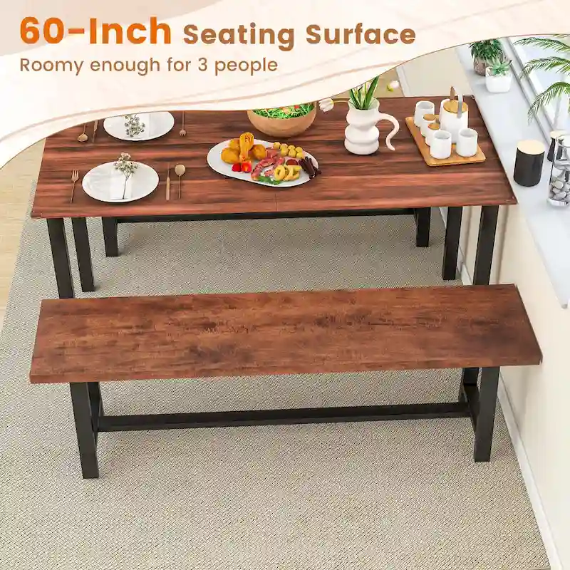 Costway 1/2 PCS 60 Dining Bench 3 Person Entryway Shoe Bench with