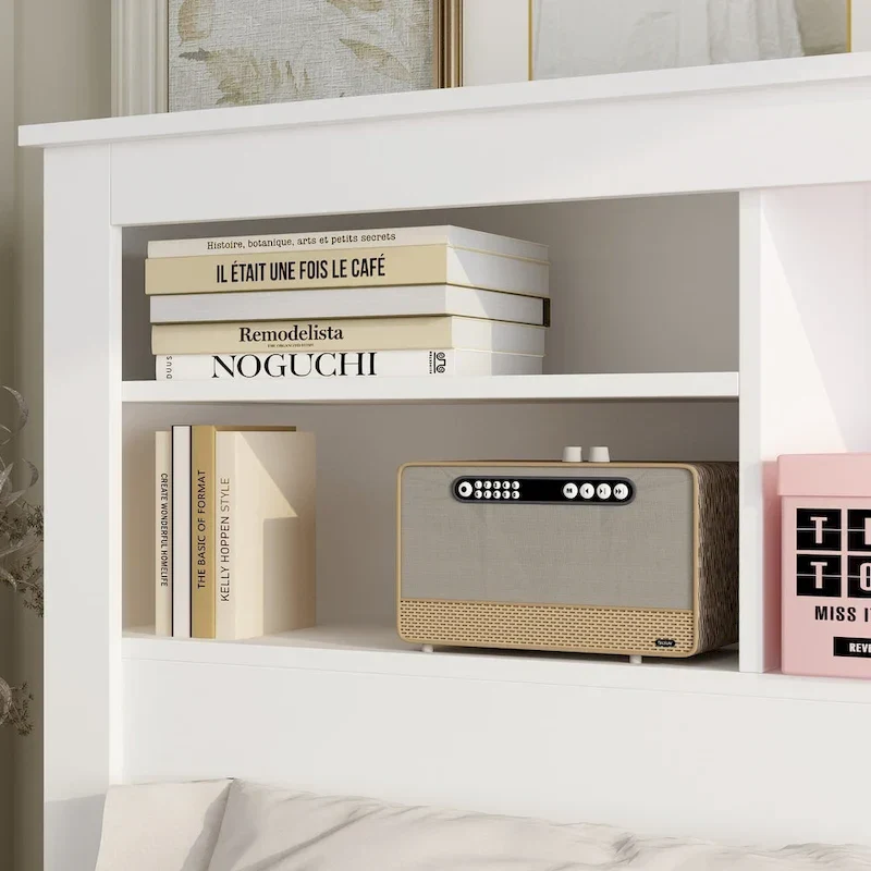 65W x 43H Bookcase Headboard With Light