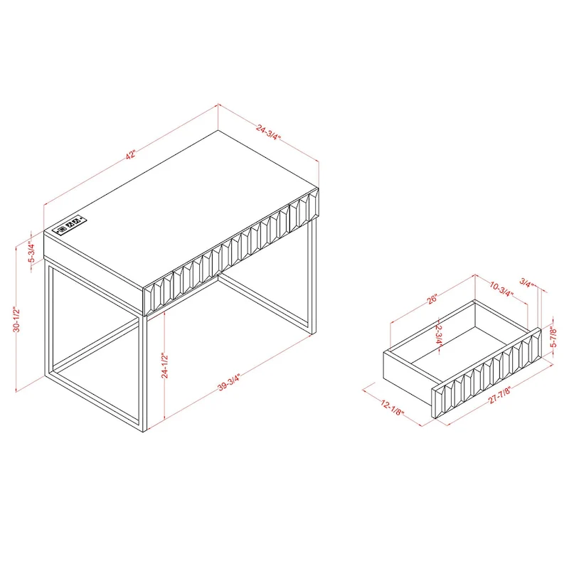 Bird Modern 42-inch Metal Computer Desk with USBs by