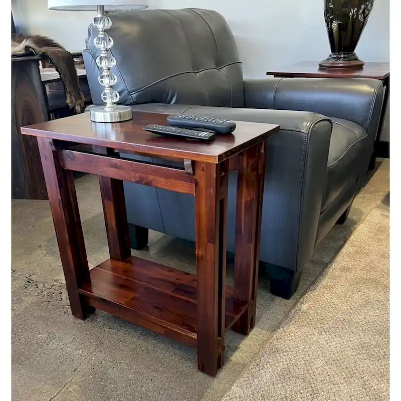 Acacia Wood Architectural Recliner Table with Shelf
