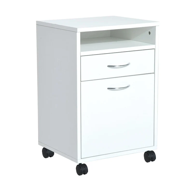24 Mobile Printer Cart with 2 Drawers, White