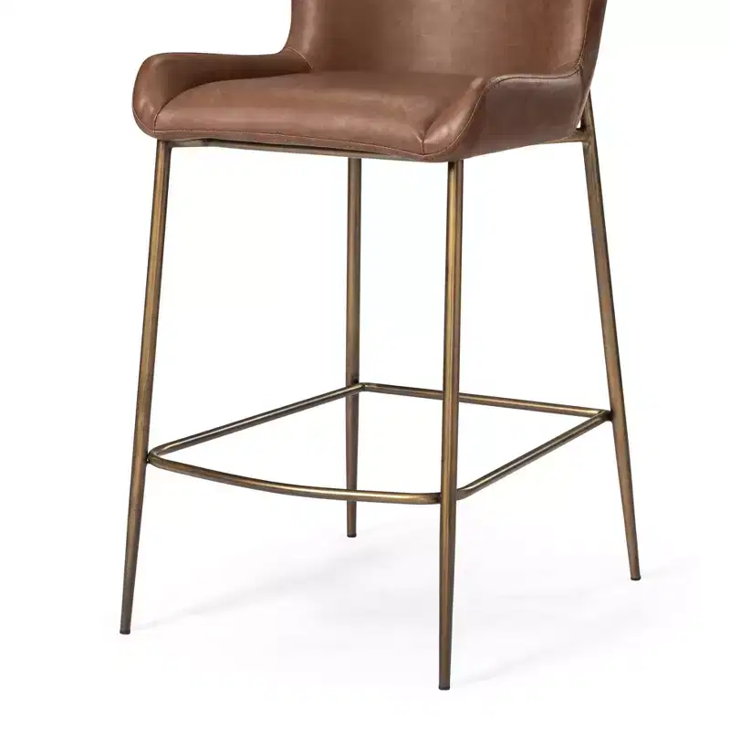 Maven Lane Naomi Metal Counter Stool with Faux Leather 27