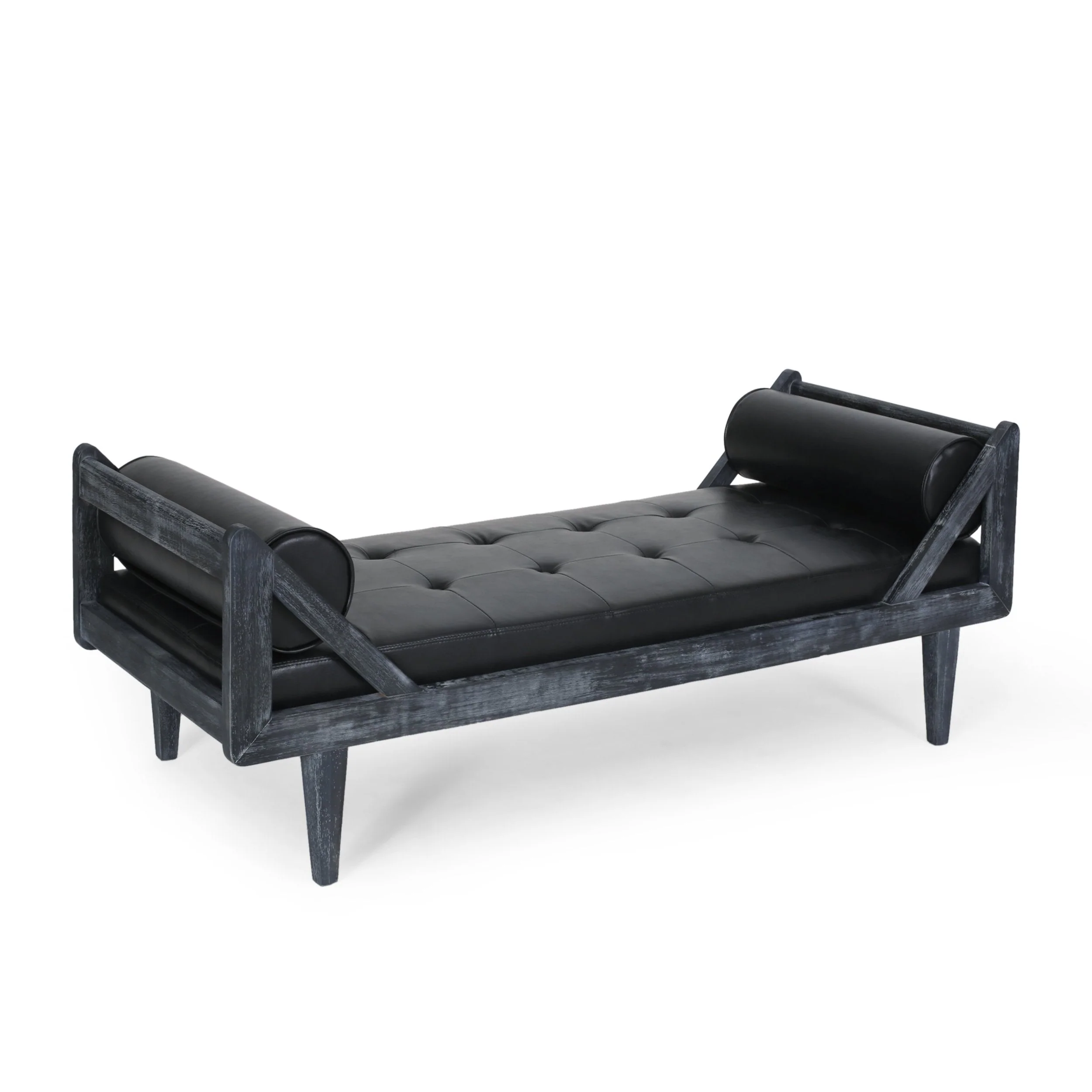 Rustic Tufted Double End Chaise Lounge with Bolster Pillows - NH171513