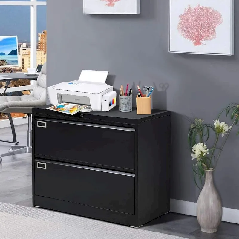 36W 2 Drawer Metal Lateral File Cabinet with Lock