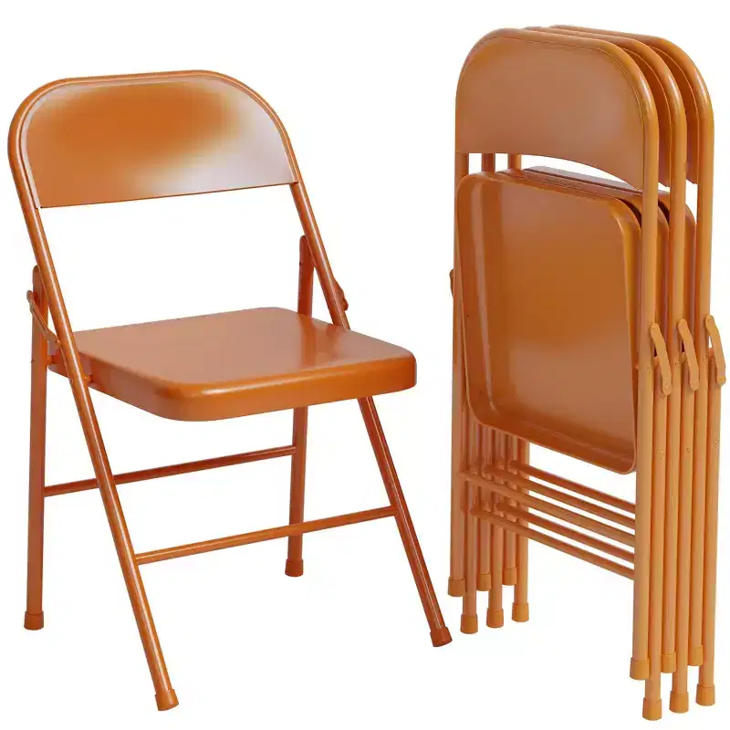 Heavy Duty Metal Folding Chairs Set, Hold Up to 350 LBS, All-Steel Foldable Dining Chair with Backrest, Portable Chair Two sets