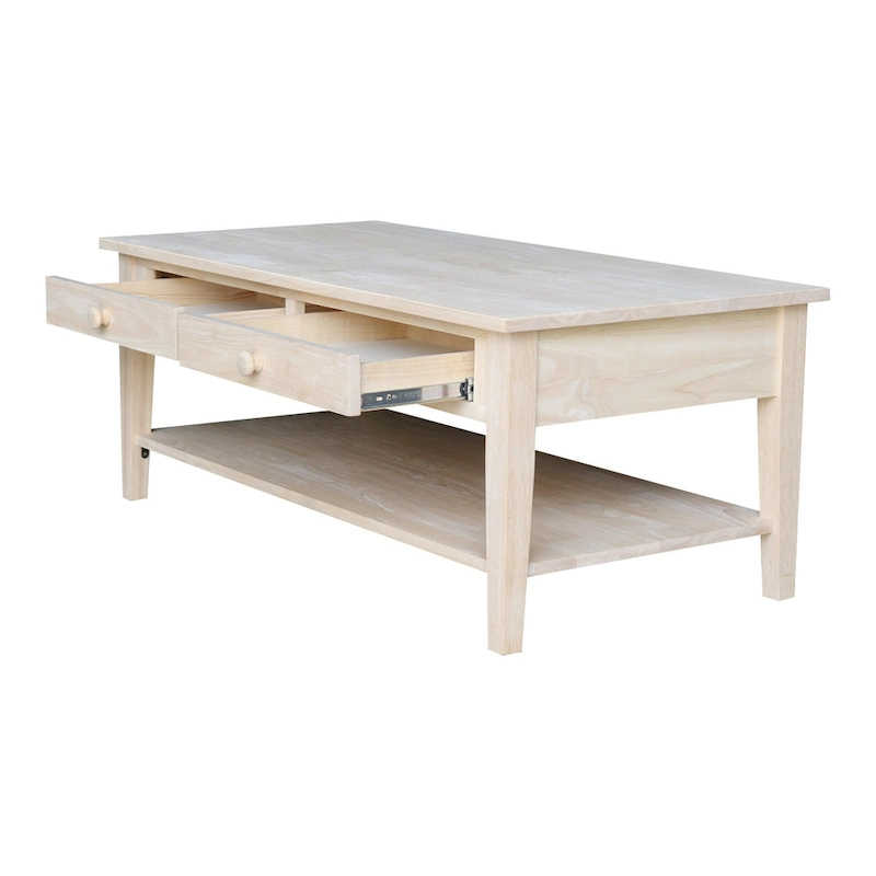 Spencer Solid Parawood Coffee Table - 48 in. W x 24 in. D x 19 in. H