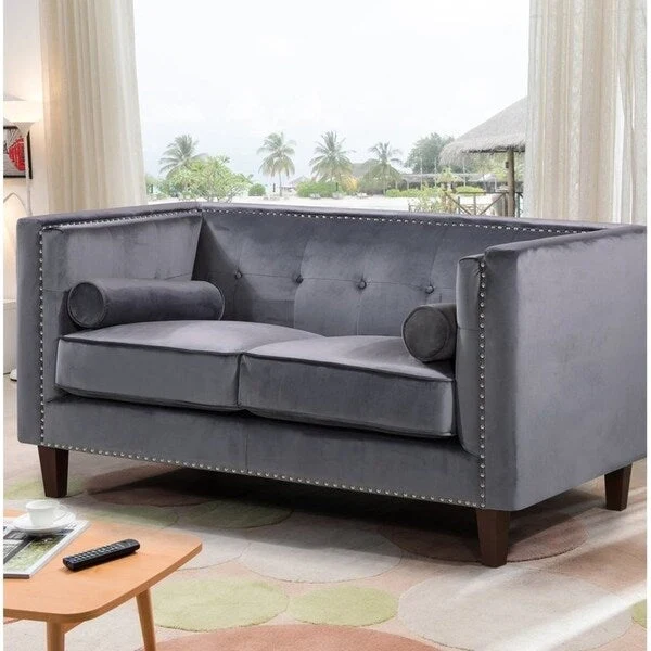 Kittleson Classic Nailhead Chesterfield Loveseat - Blue