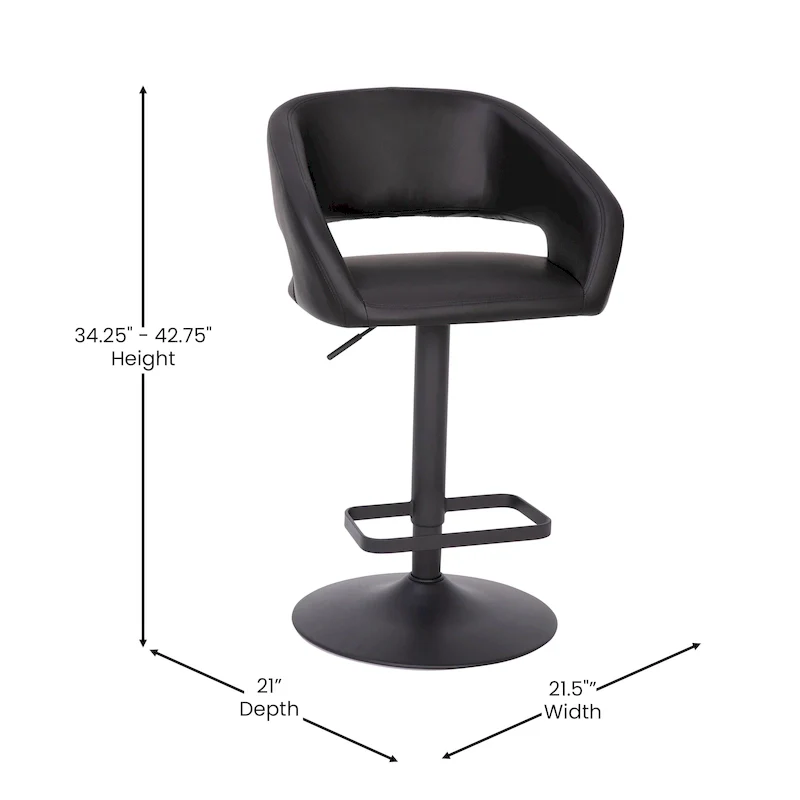 Modern Upholstered Adjustable-Height Barstool with Rounded Back