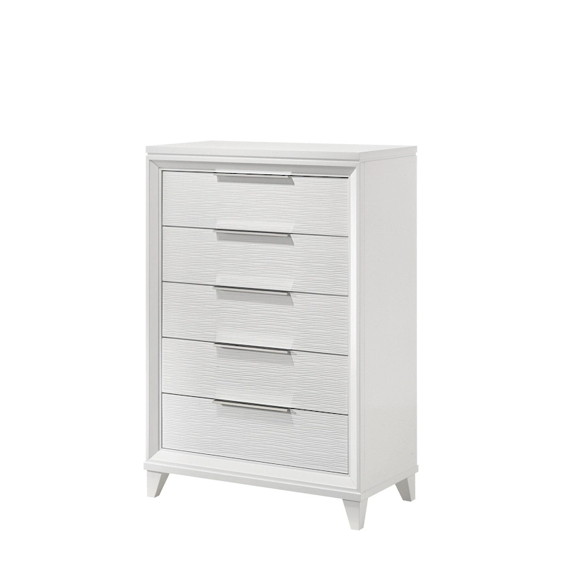 Denissa 6 Piece White Upholstered LED Panel Bedroom Set