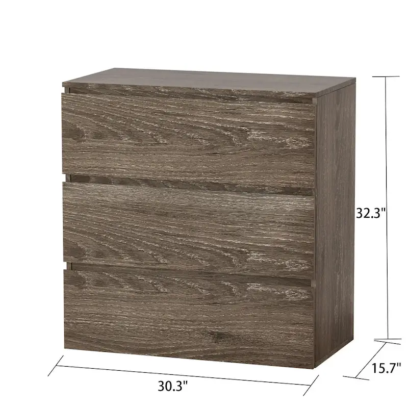 3 Drawer 32.3 H x 30.3  W Nightstand Chest Cabinet Dresser Bedroom Storage