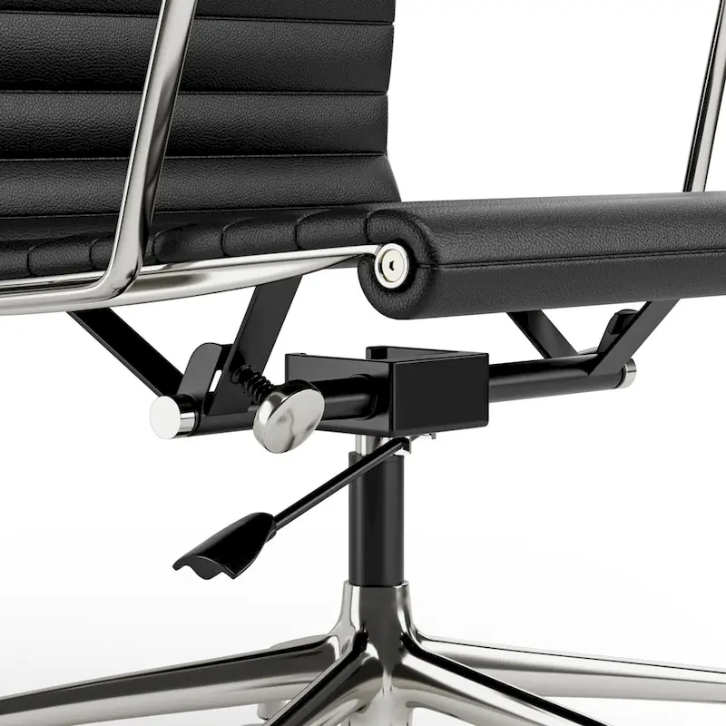 Low Back Genuine Leather Ergonomic Computer Ribbed Office Chair